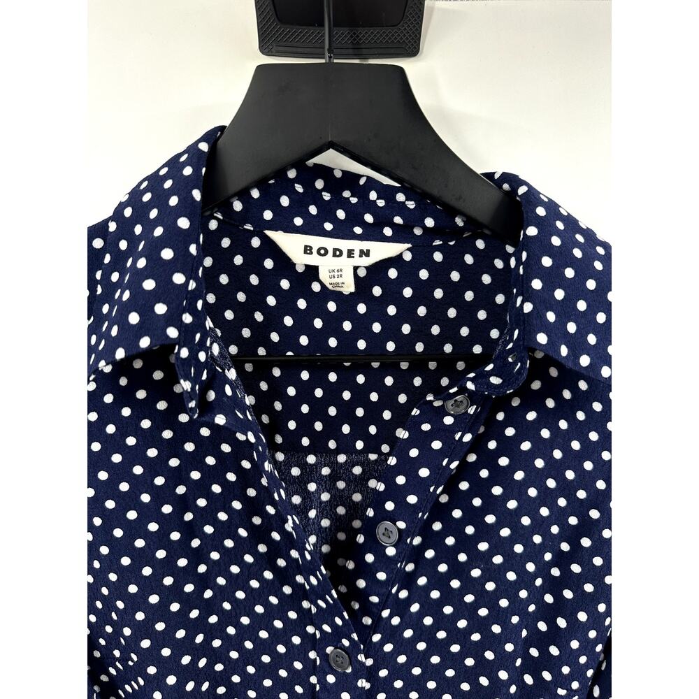 Boden Dark Blue Midi Dress with White Dots - Picture 2 of 8